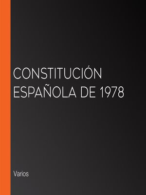 cover image of Constitución Española de 1978